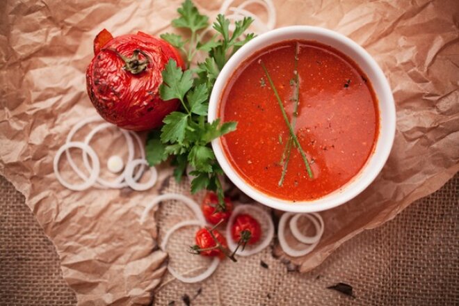 Indian tomato soup with chili