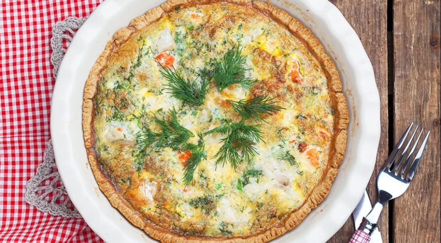 Quiche with red and white fish
