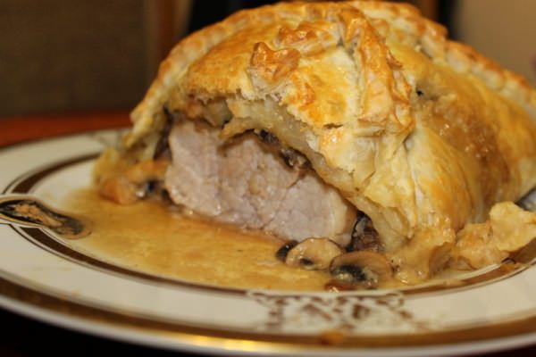 Beef baked in puff pastry