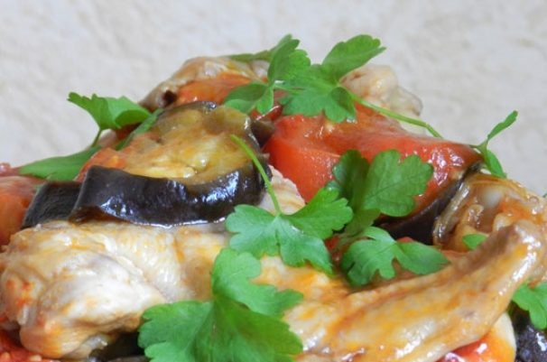Stewed chicken in a slow cooker