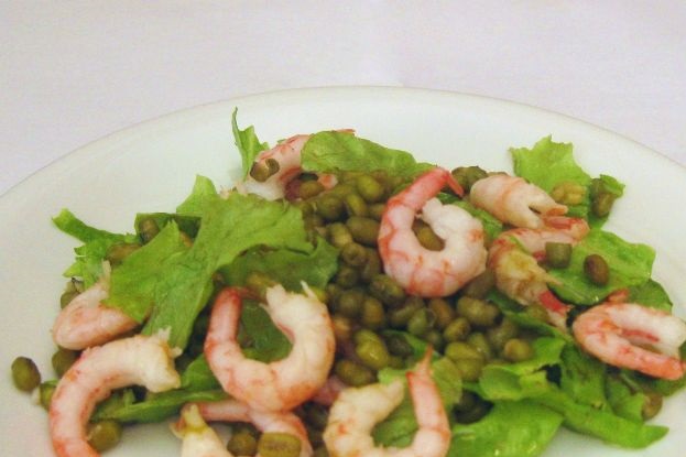 Shrimp and lentil salad