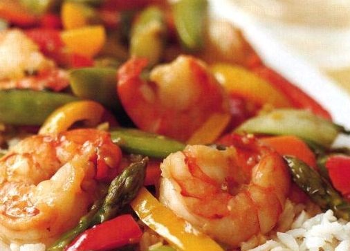 Stir-fry with shrimps and vegetables