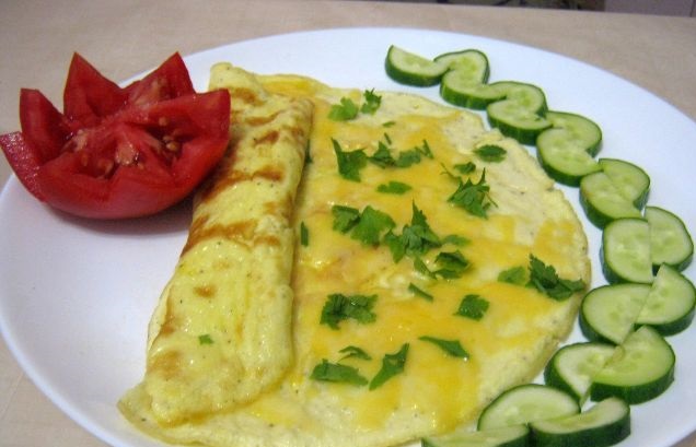 Delicate omelet with cheese