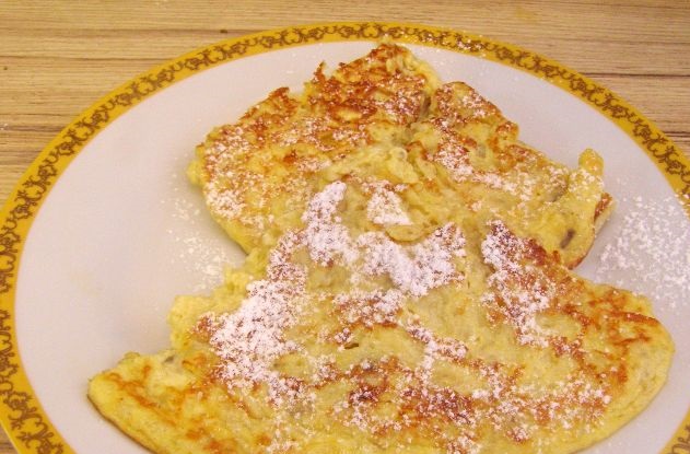 Sweet banana omelet with cheese