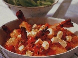 Shrimps baked in tomato sauce