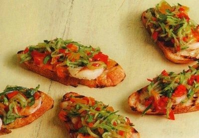 Shrimp sandwiches with cucumber salad