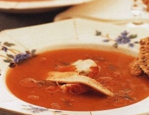 Seafood soup with tomato broth