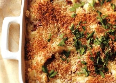 Potato casserole with cheese and herbs
