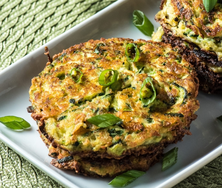 Keto zucchini and cheddar cheese pancakes