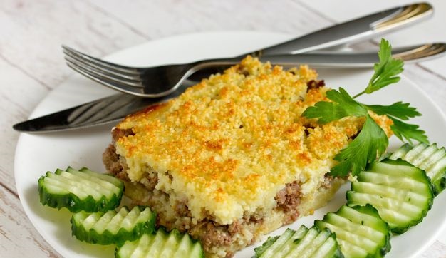 Casserole with minced meat and couscous