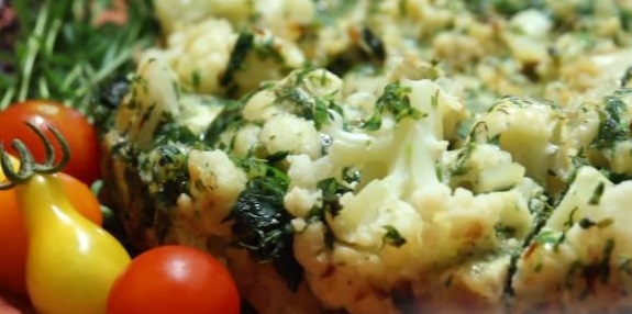 Cauliflower with eggs and herbs