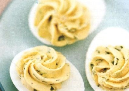 Eggs stuffed with cheese and herbs