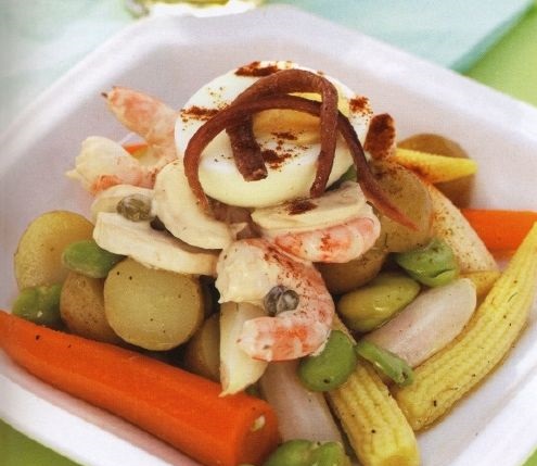 Vegetable and seafood salad
