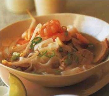 Thai pork soup with shrimps