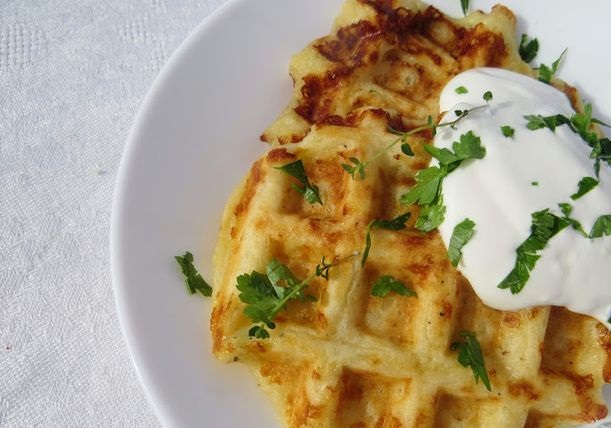 Potato waffles with cheese