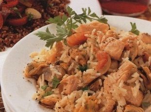 Pilaf with seafood
