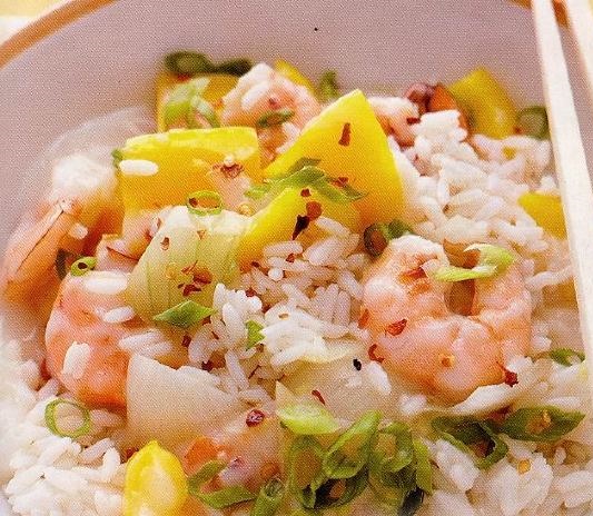 Shrimp with vegetables and rice