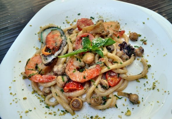 Best Umbrici with seafood in a creamy mushroom sauce