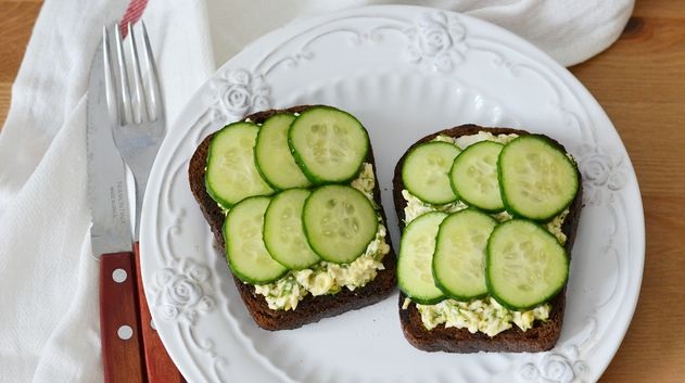 Sandwiches with egg spread and cucumbers