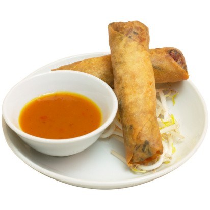 Chinese spring rolls with mushrooms and rice