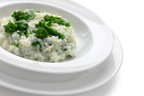 Rice with broccoli in a creamy cheese sauce