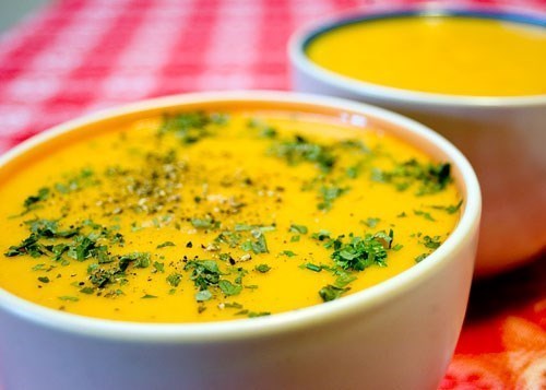 Vegetable puree soup with cheese and rice