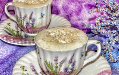 Lavender coffee with cream