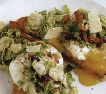 Poached egg and Brussels sprouts sandwiches