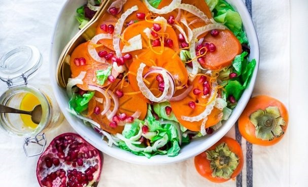 Persimmon and pomegranate salad