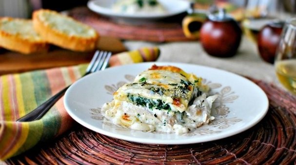 Lasagne with cottage cheese and cheese