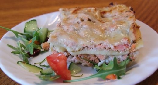 Lasagne with trout