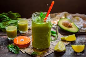 Fruit smoothie with avocado and spinach