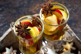Christmas white mulled wine with cinnamon