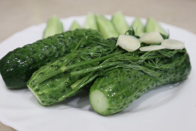 Crispy Lightly Salted Cucumbers In Mineral Water