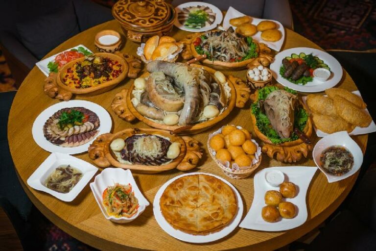 What are some condiments or sauces commonly used in Kazakh cooking?