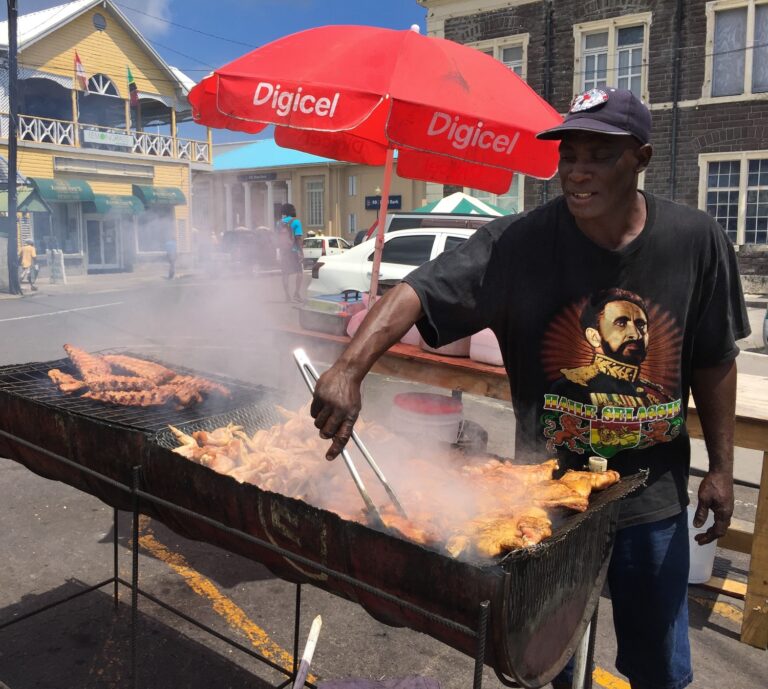 Can you tell me about the street food scene in Saint Kitts and Nevis?