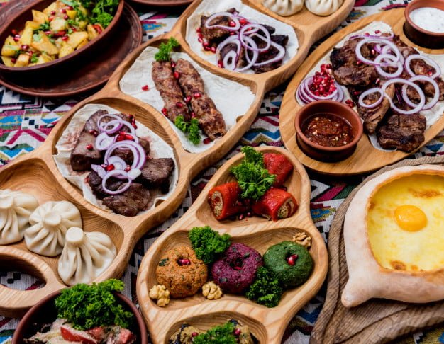 How can I find Georgian restaurants or street food stalls in my area?