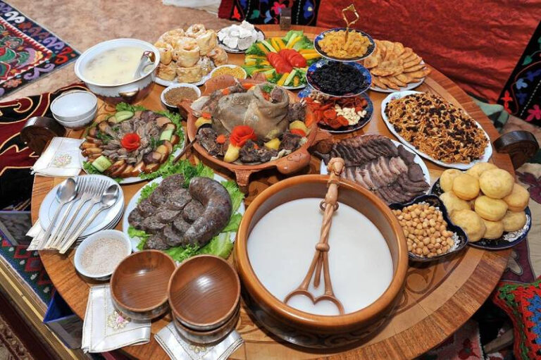 Are there any unique ingredients or flavors used in Kazakh cooking?